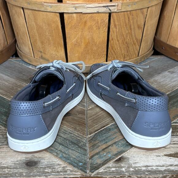 Sperry Coastfish 2-Eye Gray Perforated Leather Lace-Up Boat Shoes Womens Size 10 - Picture 8 of 11